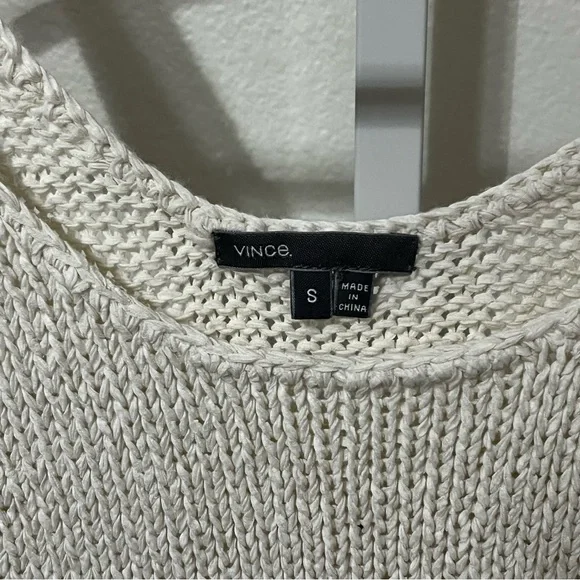 Vince Womens Off White Cotton Blend Knit Scoop Neck Tank Top Small - Picture 3 of 8